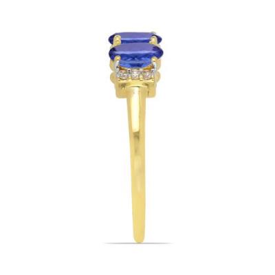 BUY NATURAL TANZANITE GEMSTONE THREE STONES 14K GOLD RING